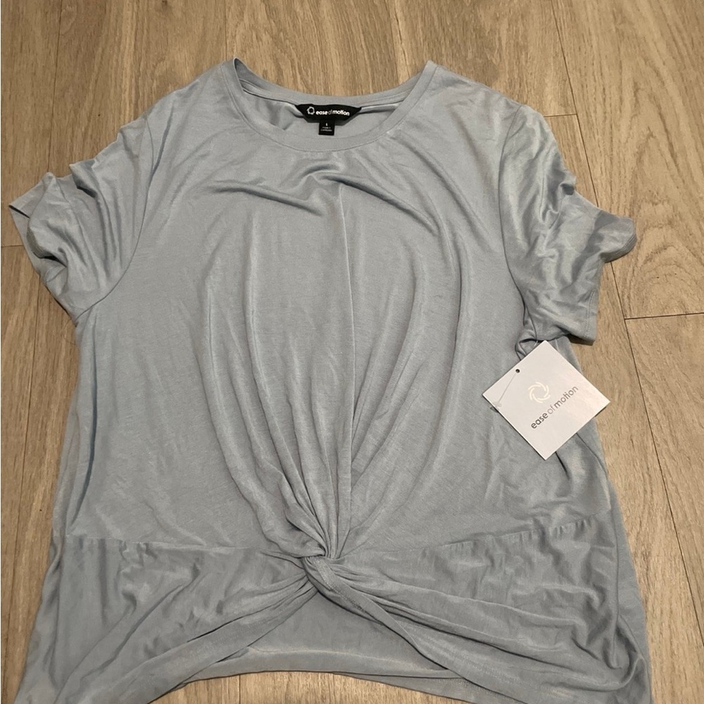 Light Blue Short Sleeve Twist-Front Tee